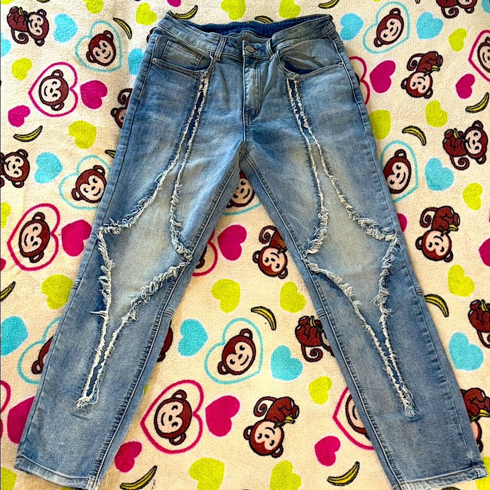 Distressed Light Blue Jeans